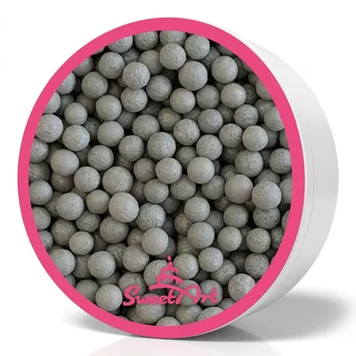 Cukrové perly SweetArt stříbrné matné o průměru 5 mm v balení 80 g k dekorování dortů a zákusků