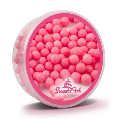 Růžové cukrové perly SweetArt o velikosti 7 mm na zdobení dortů a cukrářských výrobků