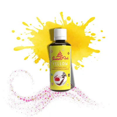 Tekutá airbrush barva SweetArt v odstínu Yellow o objemu 90 ml na zdobení dortů a cukrářských výrobků