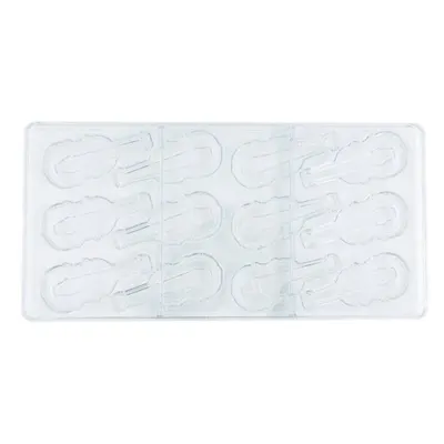 Plastová forma na čokoládu ve tvaru houslí pro výrobu čokoládových pralinek o rozměru 7 x 2,2 cm