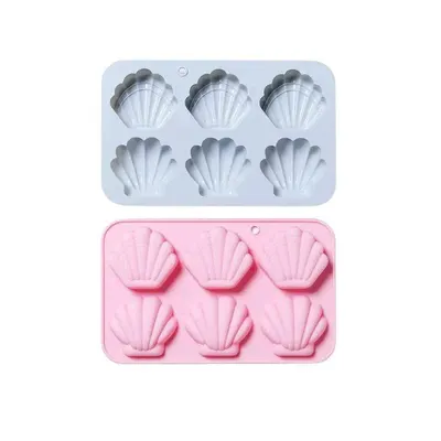Silikonová forma na 6 mušlí pro zdobení dortů, cupcaků a dezertů z modelovací hmoty nebo čokolády