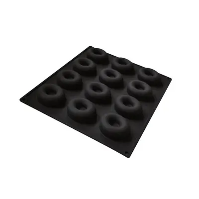 Silikonová forma na pečení donutů s šesti prstencovými důlky o průměru 6,4 cm