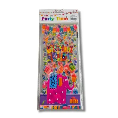 Celofánový sáček s motivem Happy Birthday a zvířátky na sladkosti, 12 kusů v balení, rozměr 12,5 x 27 cm