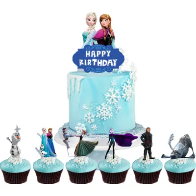 Zápich do dortu s motivem Frozen od značky Cakesicq, sada 7 kusů pro pohádkovou dekoraci narozeninového dortu