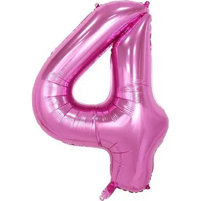 Růžový fóliový balónek ve tvaru číslice 4 o velikosti 102 cm od značky Cakesicq vhodný na narozeniny a oslavy