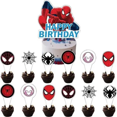 Zápich do dortu a muffinů s motivem Spidermana od značky Cakesicq pro dětské oslavy