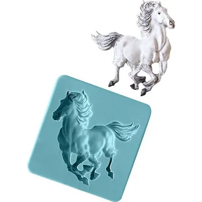 Silikonová formička na běžícího koně o rozměru 7x7 cm pro tvorbu figurek z marcipánu nebo fondánu na dorty