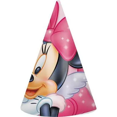 Párty papírová čepička Minnie růžová, 6 ks
