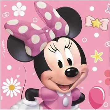 Papírové ubrousky s motivem Minnie Mouse v rozměru 33x33 cm, balení 10 kusů od značky Cakesicq na dětské oslavy