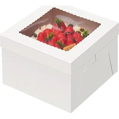Papírová krabice na dort 25 × 25 × 20 cm od značky Cakesicq pro bezpečný transport a prezentaci menších dortů