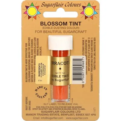 Jedlá prachová barva v odstínu terracotta od značky Sugarflair o objemu 7 ml pro zdobení dortů a cukrářských výrobků