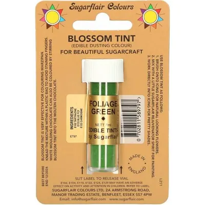 Jedlá prachová barva Sugarflair v odstínu foliage green, 7 ml, pro barvení potahovací hmoty a dortových dekorací