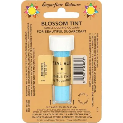 Jedlá prachová barva Sugarflair v modrém odstínu Petal Blue o objemu 7 ml na zdobení dortů a cukrářských výrobků