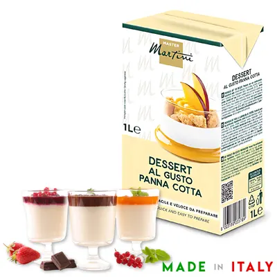 Hotový dezert Panna Cotta od značky Master Martini v balení 1 l pro přípravu jemného smetanovo-mléčného dezertu