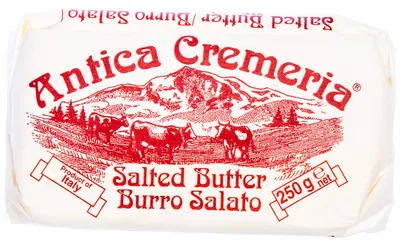 Slané máslo ANTICA Cremeria z Itálie v balení 250 g, vhodné k pečení i do krémů