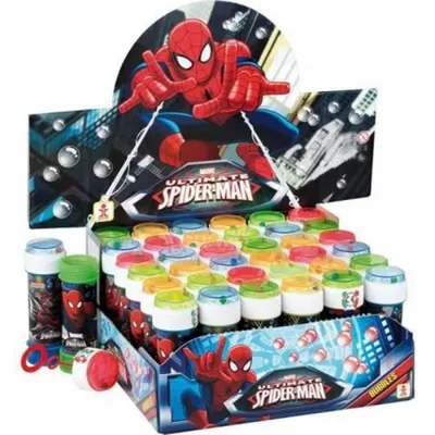 Bublifuk Spiderman v objemu 60 ml od značky Dulcop s motivem Marvel hrdiny pro tvoření barevných bublin