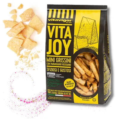 Mini grissini s parmazánem a extra panenským olivovým olejem od značky Vitavigor, balení 150 g