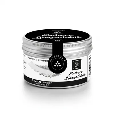Prachová barva do čokolády Via delle Arti v bílém odstínu, 25 g, pro zesvětlení čokolády, makronek a máslových krémů