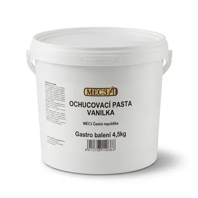 Ochucovací vanilková pasta MEC3 s viditelnými semínky vanilky v balení 4,5 kg pro krémy a těsta