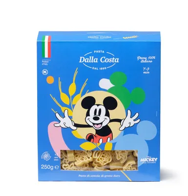 Dětské těstoviny Mickey Mouse DISNEY ve tvaru postaviček z Disney pohádek, semolinové, balení 250 g