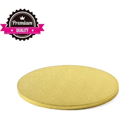 Kruhová zlatá podložka pod dort Decora o průměru 25 cm a síle 1,2 cm pro slavnostní prezentaci dortů