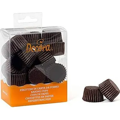 Hnědé papírové košíčky na pralinky Decora, 200 ks, velikost 2,7 x 1,7 cm, vhodné na čokoládové bonbóny