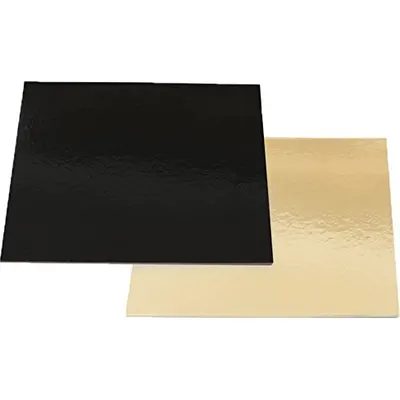 Čtvercová podložka pod dort ve zlaté a černé barvě o rozměru 32 x 32 cm od značky Decora