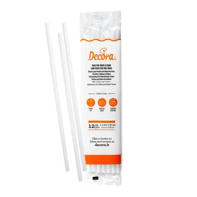 Plastové tyče pro patrové dorty 4 mm x 30 cm, 12 ks