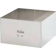 Čtvercový nerezový dortový ráfek Decora o rozměru 24 x 24 x 6 cm pro pečení i přípravu dezertů bez pečení