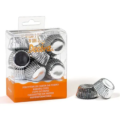 Stříbrné papírové košíčky Decora na bonbony a pralinky o rozměru 27x17 mm