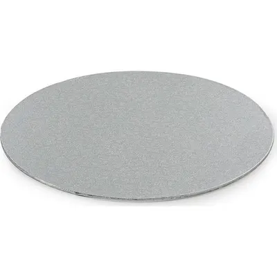 Stříbrná kulatá dortová podložka Decora o průměru 25 cm a síle 3 mm