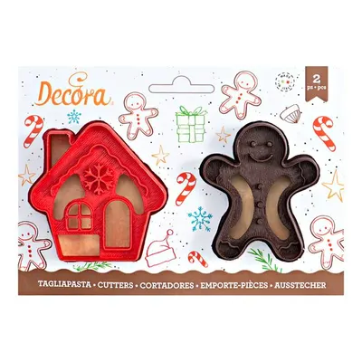Vánoční vykrajovátko ve tvaru domečku a perníčku o velikosti 8 cm od značky Decora pro tvarování cukroví
