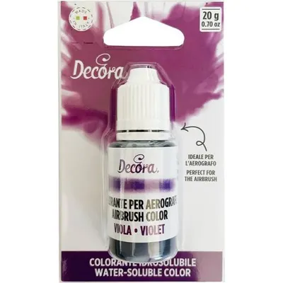 Tekutá airbrush barva Decora v zářivém fialovém odstínu pro zdobení dortů, balení 20 g