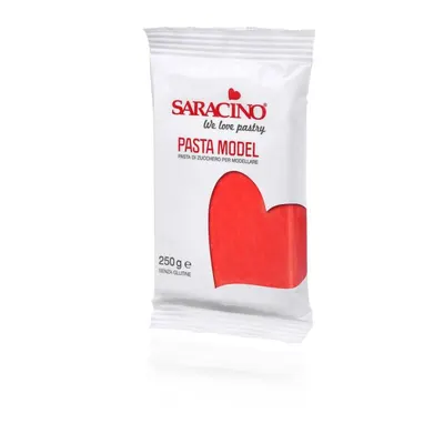 Červený modelovací fondán Saracino na dort, 250 g, italská cukrářská hmota pro tvorbu figurek a květin