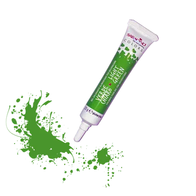 Gelová barva Saracino světle zelené barvy na barvení cukrářských krémů a potahovacích hmot, balení 20 g