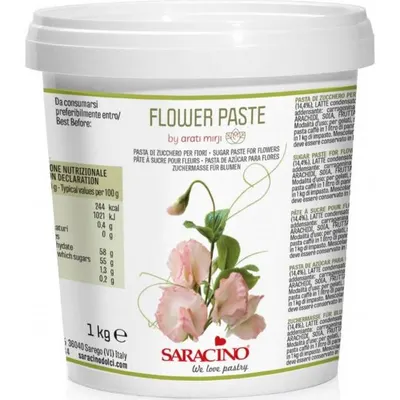 Modelovací hmota Saracino Flower Paste bílá na výrobu jedlých květů a dekorací na dorty, balení 1000 g