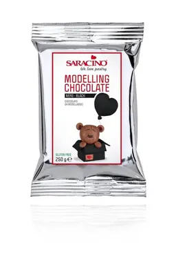 Modelovací čokoláda Saracino v černé barvě o hmotnosti 250 g pro zdobení dortů a cukrářských výrobků