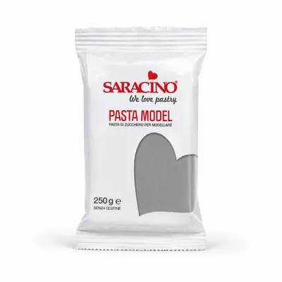 Modelovací fondán Saracino v šedé barvě na dekorování dortů o hmotnosti 250 g