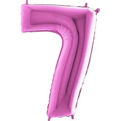 Růžový nafukovací balónek ve tvaru číslice 7 o výšce 102 cm od značky Grabo na oslavu narozenin nebo jubilea