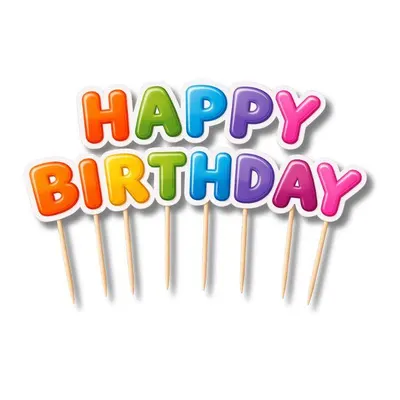 Barevné zápichy na dort s nápisem Happy Birthday, 13 kusů písmen pro narozeninovou oslavu