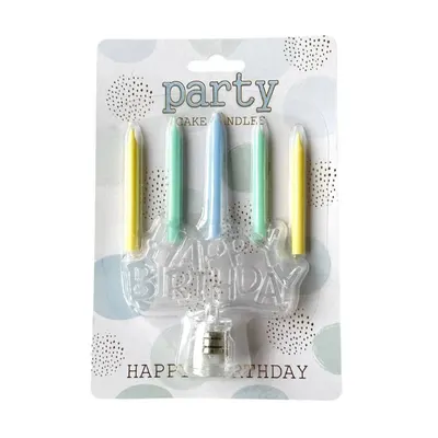 Svíčky s LED nápisem Happy Birthday, žlutá, zelená, modrá