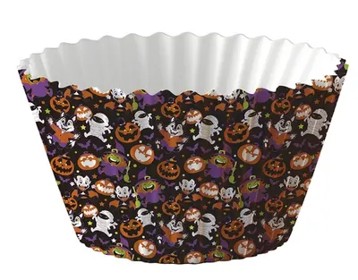 Papírové košíčky na muffiny s halloweenskými motivy dýní, duchů, čarodějnic a netopýrů, 50 ks, značka Fiestas Guirca