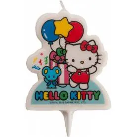 Dortová svíčka Hello Kitty s myškou a balónky, 7 cm