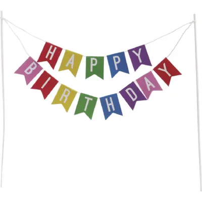 Zápich do dortu s nápisem Happy Birthday od značky Dekora, rozměr 19 x 17 cm, na dekoraci narozeninových dortů
