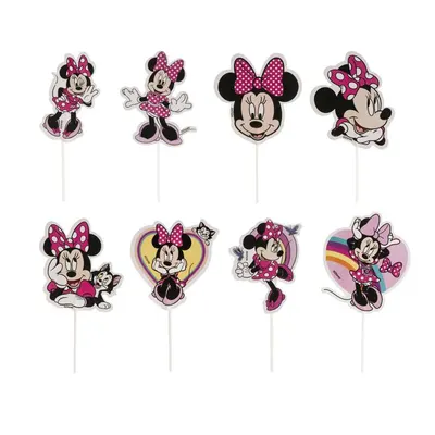 Zápich do dortu Minnie Mouse, 8 motivů, 16 ks