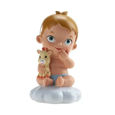 Dortová figurka kluk s žirafou 10,5 cm