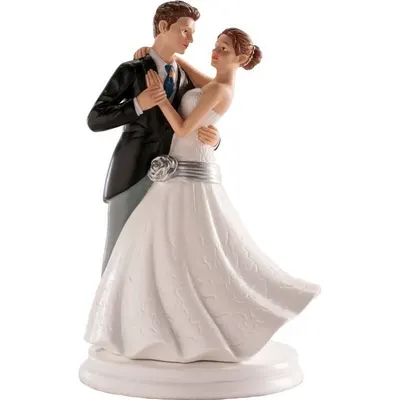 Svatební figurka tančícího páru na dort vysoká 20 cm pro romantickou výzdobu svatebního dortu