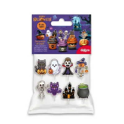 Halloweenské zápichy Dekora, 8 kusů, strašidelné motivy na zdobení cupcakes a dortů