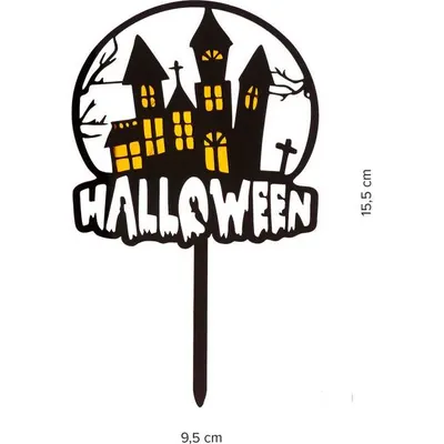 Zápich na dort ve tvaru strašidelného domu značky Dekora pro halloweenské zdobení dezertů