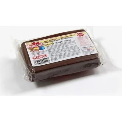 Potahovací hmota Kelmy v hnědé barvě o hmotnosti 250 g na zdobení a potahování dortů